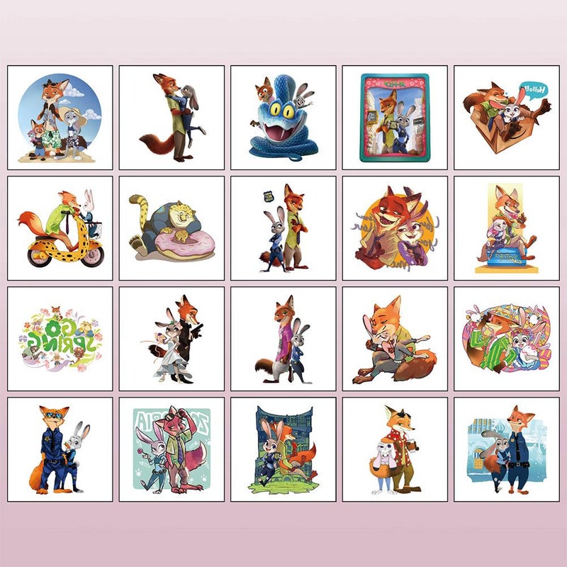 Zootopia Temporary Tattoo Stickers/Face Stickers - Cute Bunny, Fox, and Other Animal Stickers (20 sheets/set)